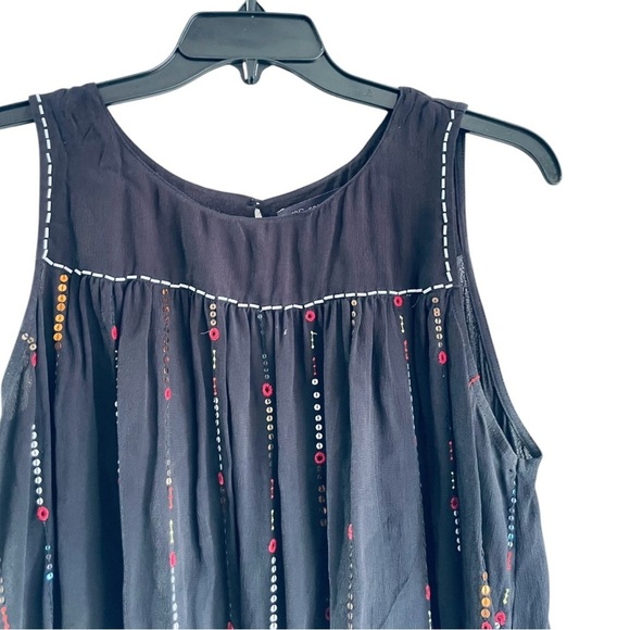 Marks & Spencer Collections Black Sequined beaded Flowy sleeveless top size 12 - Picture 7 of 8